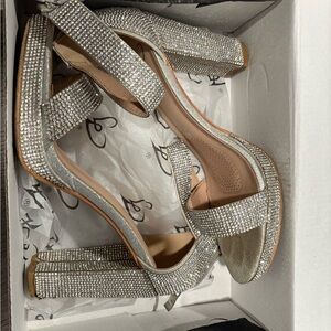 Windsor Silver Glitter Block Heels